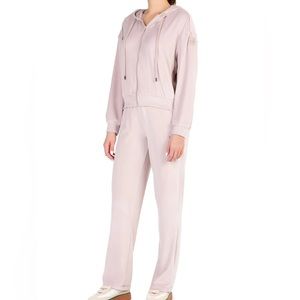 NEW ALO YOGA Glimmer Sweatsuit Zip Up Hoodie Sweatshirt & Sweatpants Medium Pink